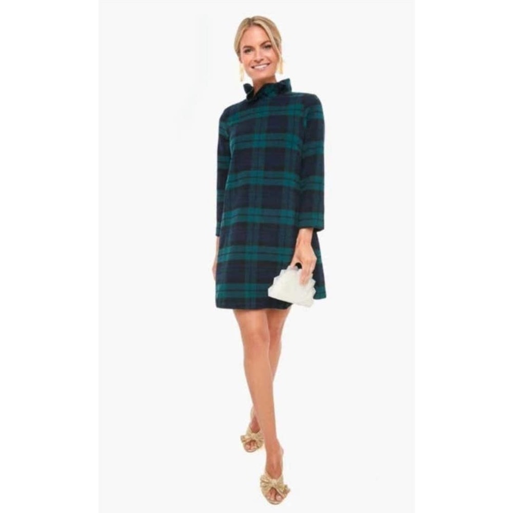 NEW Tuckernuck Blackwatch Daphne Dress Green Blue Plaid Womens Small Wool Tartan - Picture 1 of 10